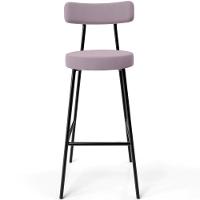 Kit 04 Banquetas Altas Bar Cozinha Sala De Jantar Em Aço Milão L02 Suede Rosê