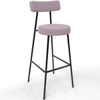 Kit 04 Banquetas Altas Bar Cozinha Sala De Jantar Em Aço Milão L02 Suede Rosê - 5