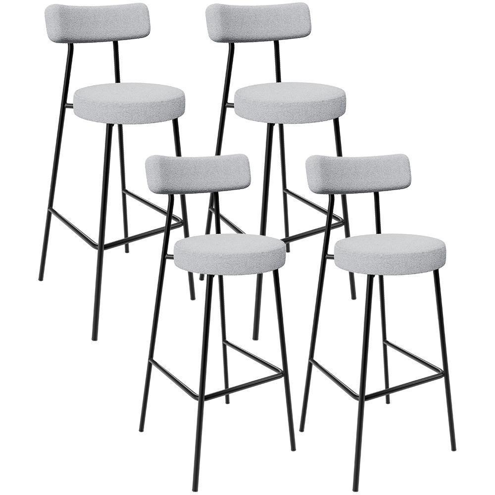 Kit 04 Banquetas Altas Bar Cozinha Sala De Jantar Em Aço Milão L02 Bouclê Cinza - 1