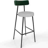 Kit 02 Banquetas Alta Cozinha Bar Sala De Jantar Milão L02 Facto Verde Musgo Linho Cinza