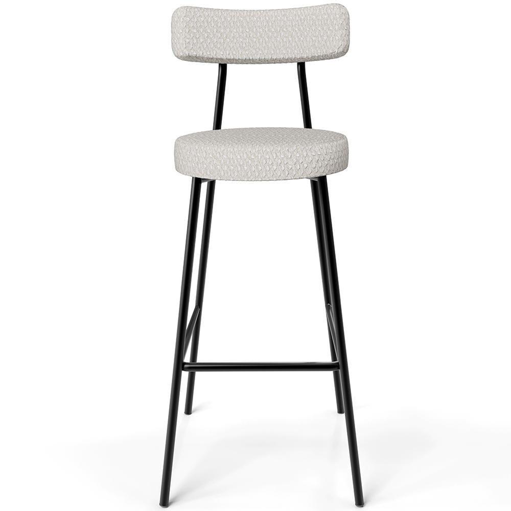 Kit 02 Banquetas Alta Cozinha Bar Sala Jantar Estrutura Em Aço Milão L02 Bouclê Cru - 2