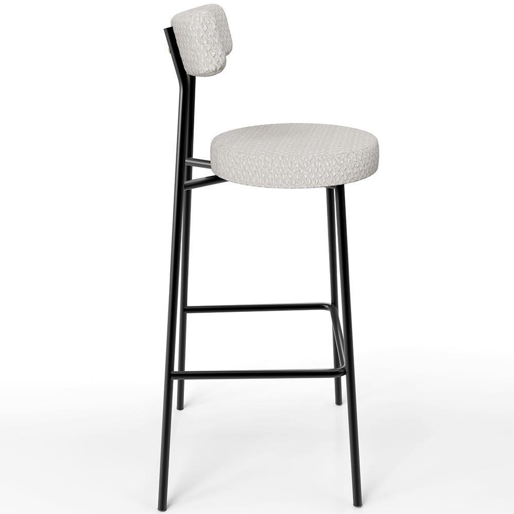 Kit 02 Banquetas Alta Cozinha Bar Sala Jantar Estrutura Em Aço Milão L02 Bouclê Cru - 6