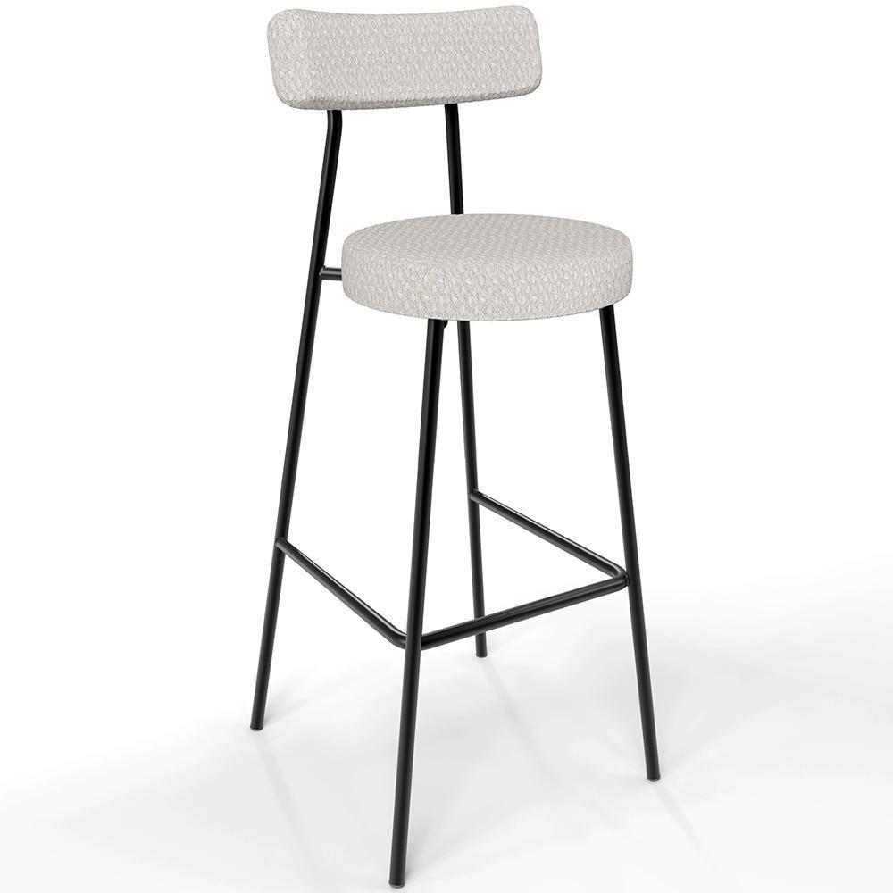 Kit 02 Banquetas Alta Cozinha Bar Sala Jantar Estrutura Em Aço Milão L02 Bouclê Cru - 8