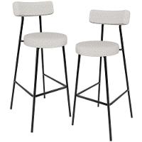 Kit 02 Banquetas Alta Cozinha Bar Sala Jantar Estrutura Em Aço Milão L02 Bouclê Cru - 1