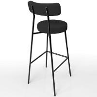 Kit 04 Banquetas Altas Bar Cozinha Sala De Jantar Em Aço Milão L02 Bouclê Preto