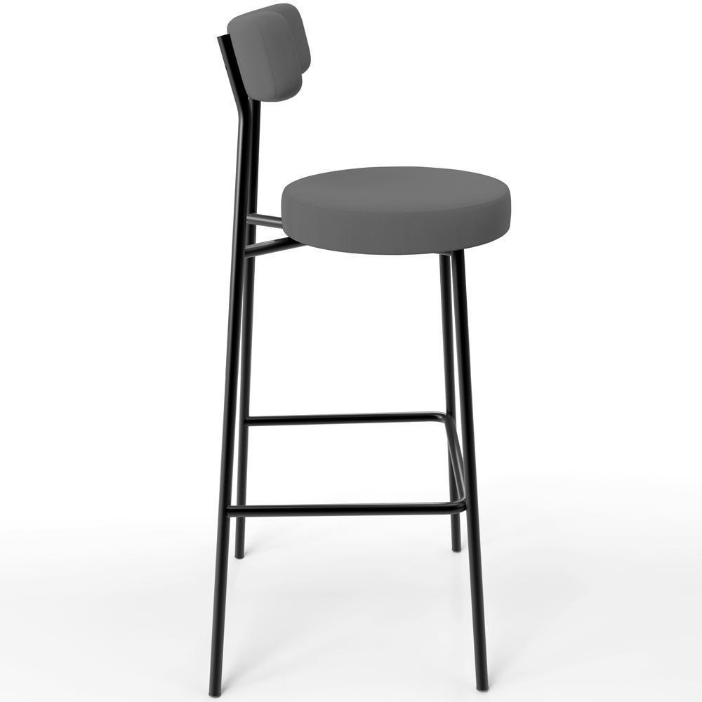 Kit 04 Banquetas Altas Bar Cozinha Sala De Jantar Em Aço Milão L02 Suede Cinza - 3