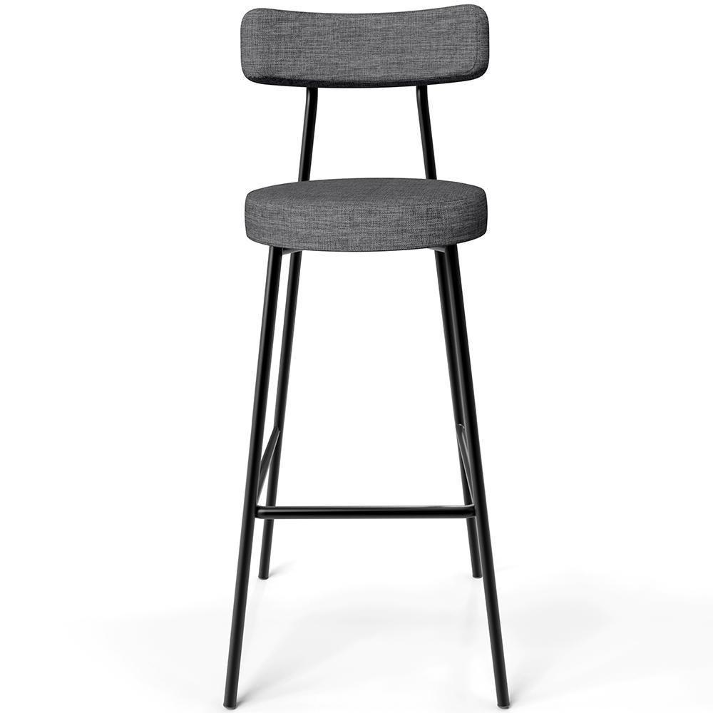 Kit 02 Banquetas Alta Cozinha Bar Sala Jantar Estrutura Em Aço Milão L02 Linho Cinza Escuro - 4