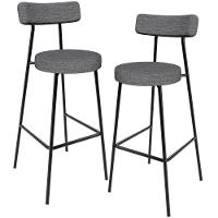 Kit 02 Banquetas Alta Cozinha Bar Sala Jantar Estrutura Em Aço Milão L02 Linho Cinza Escuro - 1