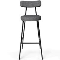 Kit 02 Banquetas Alta Cozinha Bar Sala Jantar Estrutura Em Aço Milão L02 Linho Cinza Escuro