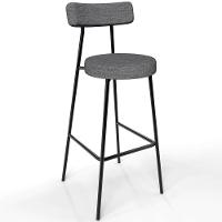 Kit 02 Banquetas Alta Cozinha Bar Sala Jantar Estrutura Em Aço Milão L02 Linho Cinza Escuro - 7