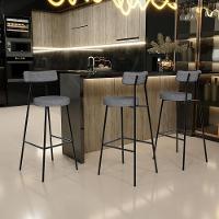 Kit 02 Banquetas Alta Cozinha Bar Sala Jantar Estrutura Em Aço Milão L02 Linho Cinza Escuro - 8