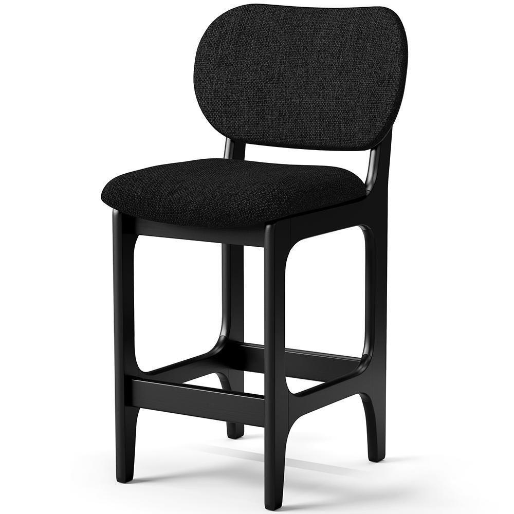 Kit 04 Banquetas Baixa Bar Cozinha E Sala De Jantar Fixa Betta L02 Preto Linho Chumbo - 6