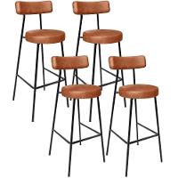 Kit 04 Banquetas Altas Bar Cozinha Sala De Jantar Em Aço Milão L02 Couríssimo Camel - 1