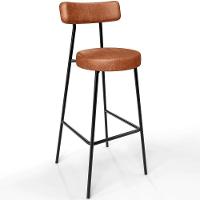 Kit 04 Banquetas Altas Bar Cozinha Sala De Jantar Em Aço Milão L02 Couríssimo Camel