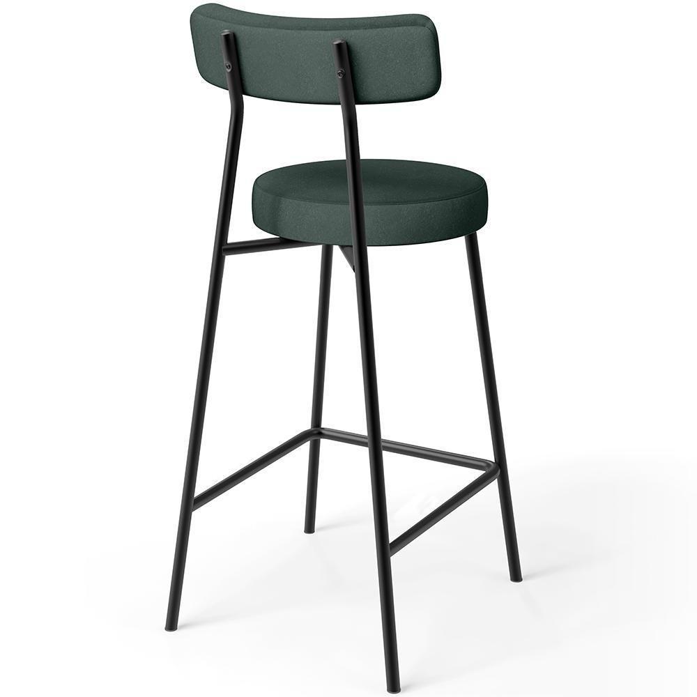 Kit 03 Banquetas Baixa Para Cozinha Sala De Jantar Bancada Milão L02 Linho Verde Musgo - 4