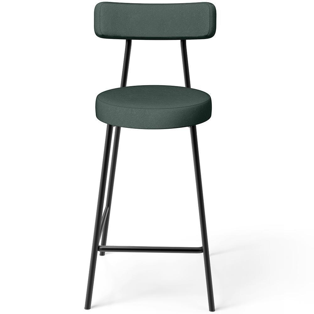 Kit 03 Banquetas Baixa Para Cozinha Sala De Jantar Bancada Milão L02 Linho Verde Musgo - 7