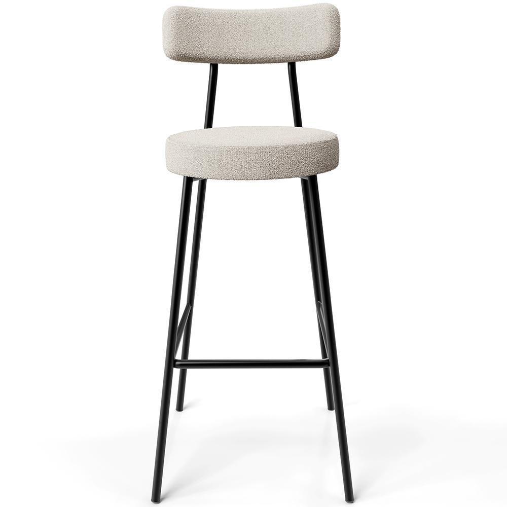 Kit 04 Banquetas Altas Bar Cozinha Sala De Jantar Em Aço Milão L02 Bouclê Creme - 4