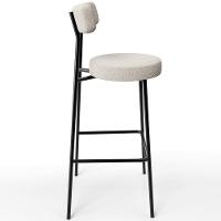 Kit 04 Banquetas Altas Bar Cozinha Sala De Jantar Em Aço Milão L02 Bouclê Creme - 2