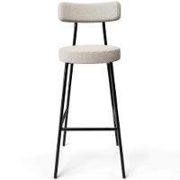 Kit 04 Banquetas Altas Bar Cozinha Sala De Jantar Em Aço Milão L02 Bouclê Creme