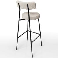 Kit 04 Banquetas Altas Bar Cozinha Sala De Jantar Em Aço Milão L02 Bouclê Creme - 5