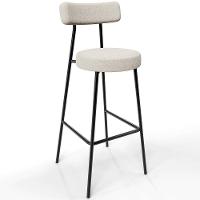 Kit 04 Banquetas Altas Bar Cozinha Sala De Jantar Em Aço Milão L02 Bouclê Creme - 7