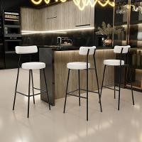 Kit 04 Banquetas Altas Bar Cozinha Sala De Jantar Em Aço Milão L02 Bouclê Creme - 8