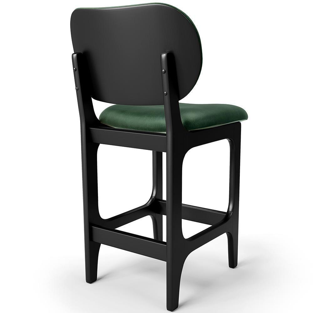 Kit 04 Banquetas Baixa Bar Cozinha E Sala De Jantar Fixa Betta Preto Facto Verde Musgo - 7