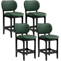 Kit 04 Banquetas Baixa Bar Cozinha E Sala De Jantar Fixa Betta Preto Facto Verde Musgo - 1