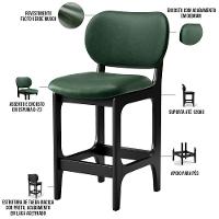 Kit 04 Banquetas Baixa Bar Cozinha E Sala De Jantar Fixa Betta Preto Facto Verde Musgo