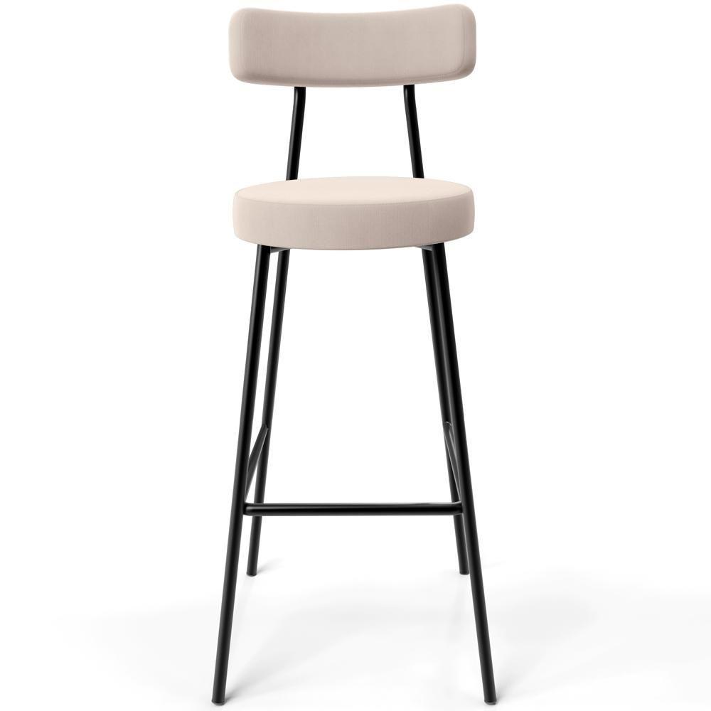 Kit 04 Banquetas Altas Bar Cozinha Sala De Jantar Em Aço Milão L02 Suede Bege - 4