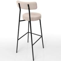 Kit 04 Banquetas Altas Bar Cozinha Sala De Jantar Em Aço Milão L02 Suede Bege - 2