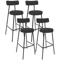 Kit 04 Banquetas Altas Bar Cozinha Sala De Jantar Em Aço Milão L02 Suede Preto - 1