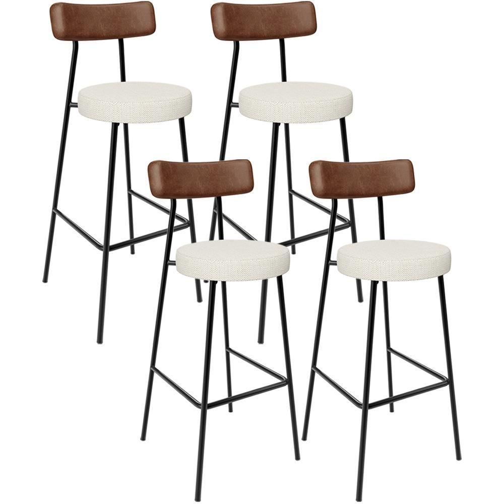 Kit 04 Banquetas Alta Cozinha Sala Jantar Milão L02 Couríssimo Marrom Linho Champagne - 1