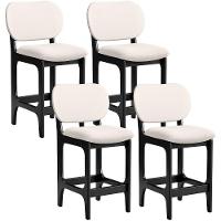 Kit 04 Banquetas Baixa Bar Cozinha E Sala De Jantar Fixa Betta L02 Preto Linho Cru - 1