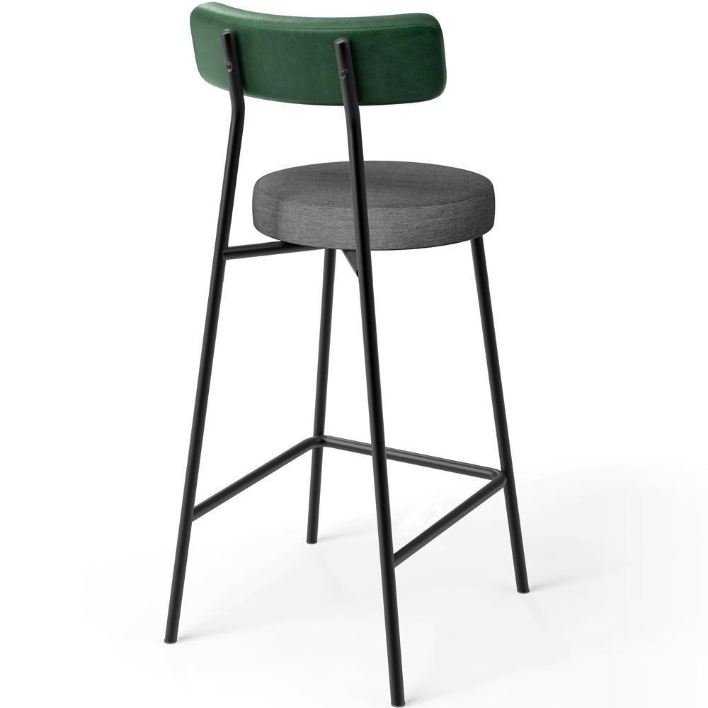 Kit 02 Banquetas Baixa Cozinha E Sala Jantar Bancada Milão L02 Facto Verde Cinza Escuro - 2