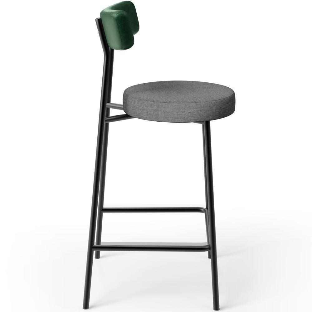 Kit 02 Banquetas Baixa Cozinha E Sala Jantar Bancada Milão L02 Facto Verde Cinza Escuro - 3