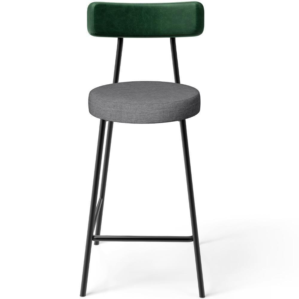 Kit 02 Banquetas Baixa Cozinha E Sala Jantar Bancada Milão L02 Facto Verde Cinza Escuro - 4