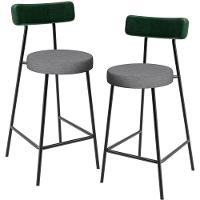 Kit 02 Banquetas Baixa Cozinha E Sala Jantar Bancada Milão L02 Facto Verde Cinza Escuro - 1