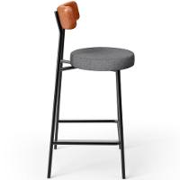 Kit 02 Banquetas Baixa Cozinha Jantar Milão L02 Couríssimo Camel Linho Cinza Escuro - 7