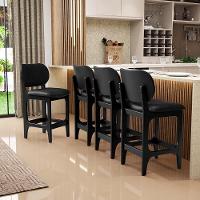 Kit 02 Banquetas Baixa Bar Cozinha E Sala De Jantar Fixa Betta L02 Couríssimo Preto - 7