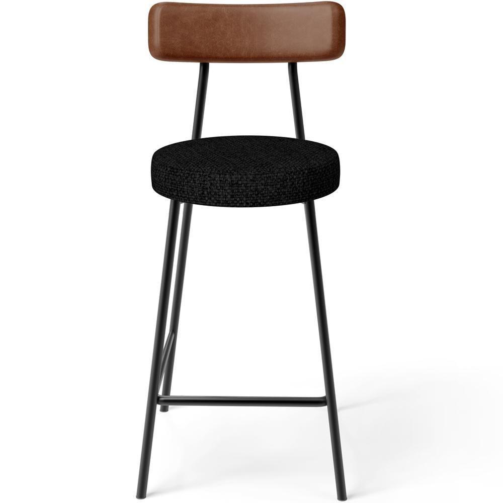 Kit 02 Banquetas Baixa Cozinha Sala De Jantar Milão L02 Couríssimo Marrom Linho Chumbo - 5