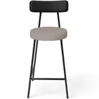 Kit 02 Banquetas Baixa Bar Cozinha Sala Jantar Milão L02 Couríssimo Preto Linho Bege