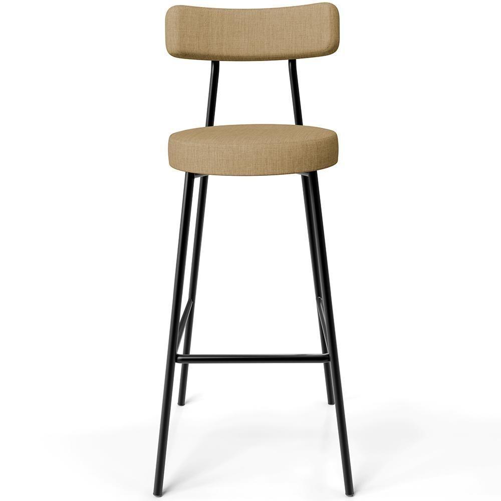 Kit 02 Banquetas Alta Bar Cozinha Sala De Jantar Em Aço Milão L02 Linho Bege Escuro - 3