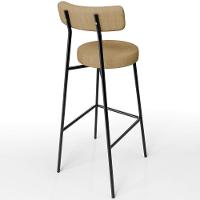 Kit 02 Banquetas Alta Bar Cozinha Sala De Jantar Em Aço Milão L02 Linho Bege Escuro