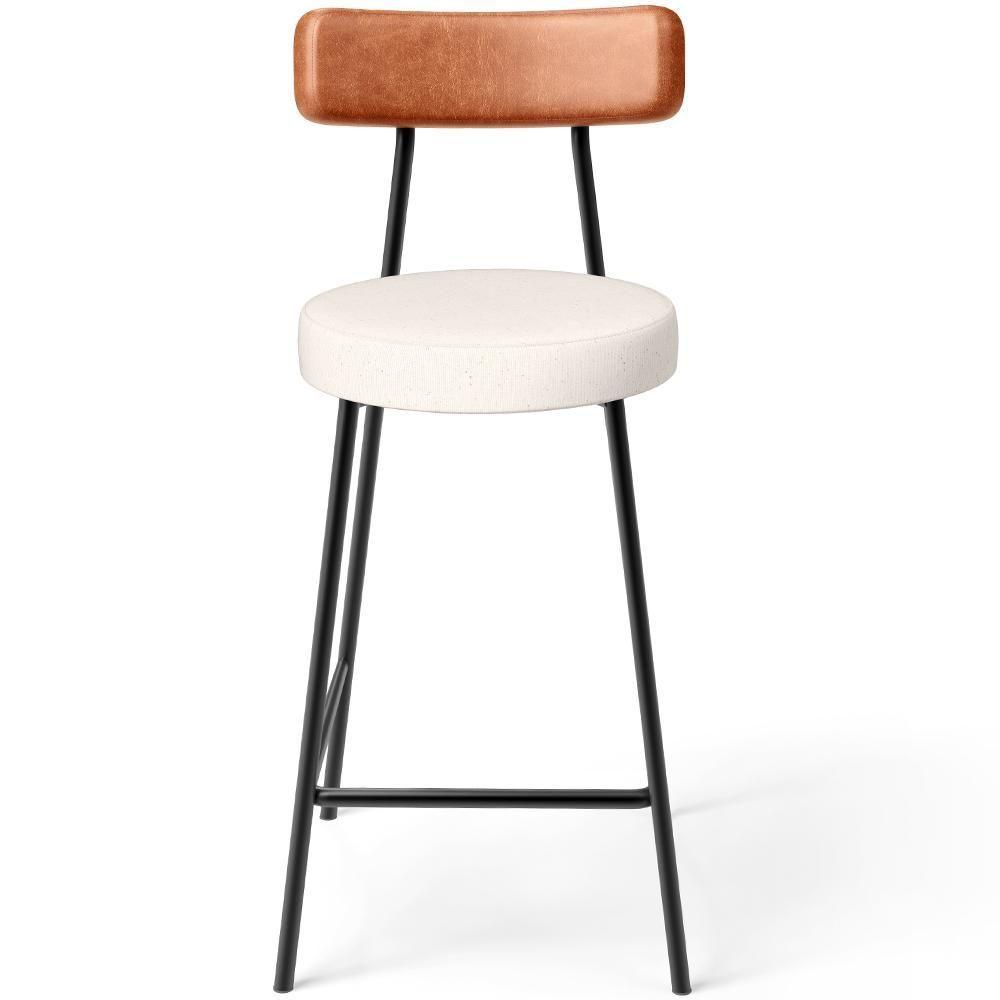 Kit 02 Banquetas Baixa Cozinha Sala Jantar Milão L02 Couríssimo Camel Linho Cru Decor - 7