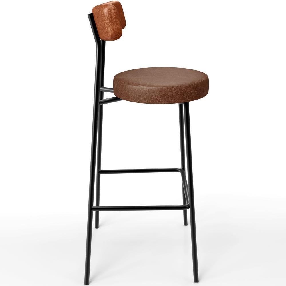 Banqueta Alta Bar Cozinha Sala De Jantar Milão L02 Couríssimo Camel Marrom - 3