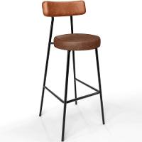 Banqueta Alta Bar Cozinha Sala De Jantar Milão L02 Couríssimo Camel Marrom - 1