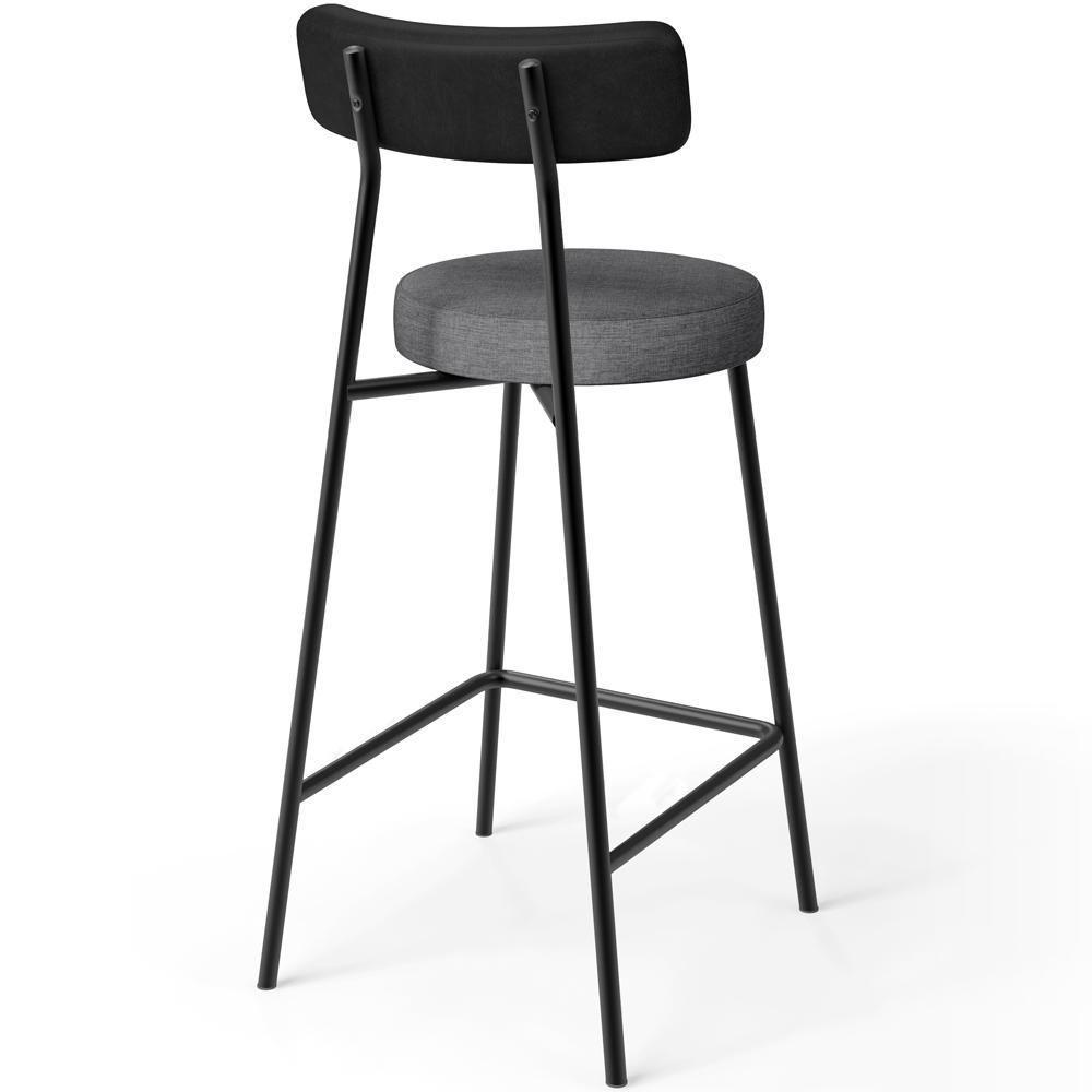 Kit 02 Banquetas Baixa Cozinha Jantar Milão L02 Couríssimo Preto Linho Cinza Escuro - 8