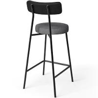 Kit 02 Banquetas Baixa Cozinha Jantar Milão L02 Couríssimo Preto Linho Cinza Escuro - 8