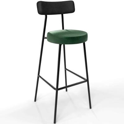 Banqueta Alta Bar Cozinha Sala De Jantar Milão L02 Couríssimo Preto Facto Verde Musgo